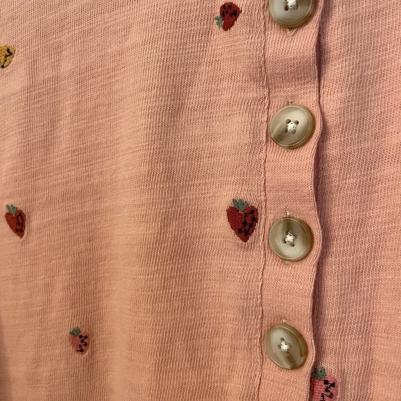 LOFT Petits Peach Sweater XXSP Strawberry Heart Embroidered Cottagecore Preppy - Picture 6 of 16